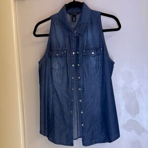 WHBM Denim Sleeveless Top w/ snap buttons